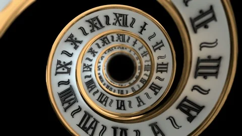 3d Spiral clock animation with 4 variations. ALPHA MATTE. Stock Footage 90139207