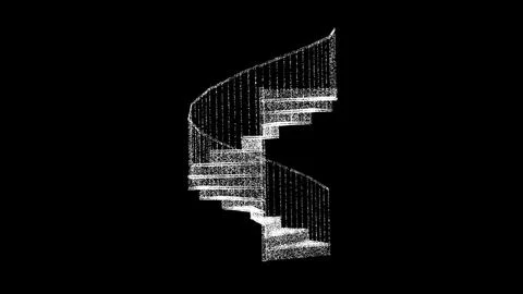 3D spiral staircase on black background. Architectural Construction concept.. Stockillustratie