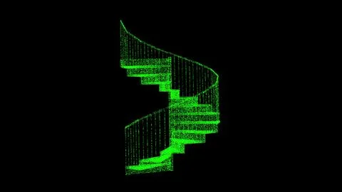 3D spiral staircase on black background. Architectural Construction concept.  Ilustración de archivo