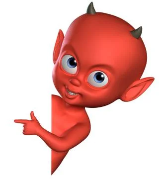 3d spiteful  devil boy Stock-Illustration