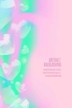 3D split glass hearts on pink and green gradient, vector abstract background 스톡 일러스트