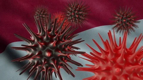 3D Spreading Coronavirus Disease on a Waving Monaco Flag Stock Footage 126997131