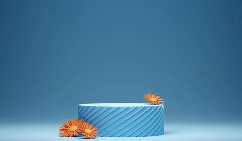 3d spring background with flowers and podium Stock Illustration