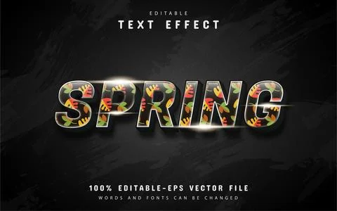 3d spring text effect with pattern Stock Illustration