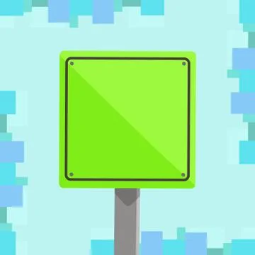 3D Square Blank Colorful Caution Road Sign with Black Border and Reflection Stock Illustration