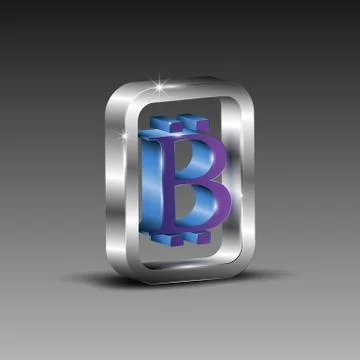 3d square box with a bitcoin symbol Stock Illustration