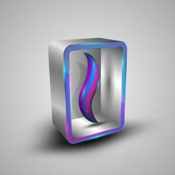 3D square box with colorful lines Stock Illustration
