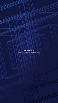 3D square box outline on blue background vertical shape. Abstract science, .. Stock Illustration
