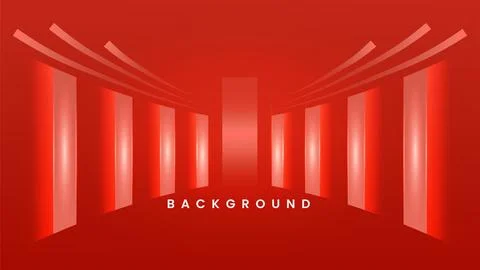 3d square box stage. Showcase scene red background with bright lines effect Stock Illustration
