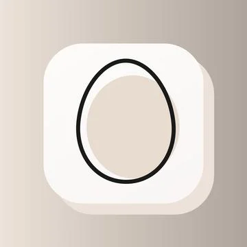 3d square button animal egg on white outline icon. Flat symbol sign vector Illustrazione stock