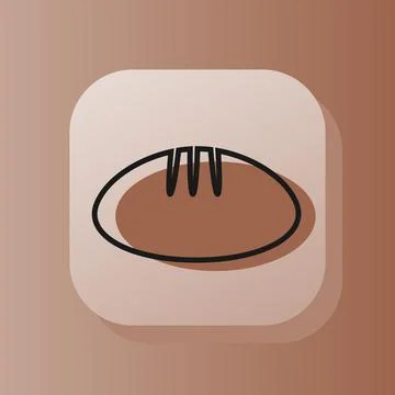3d square button bread on outline icon. Vector illustration isolated on a brown Illustrazione stock