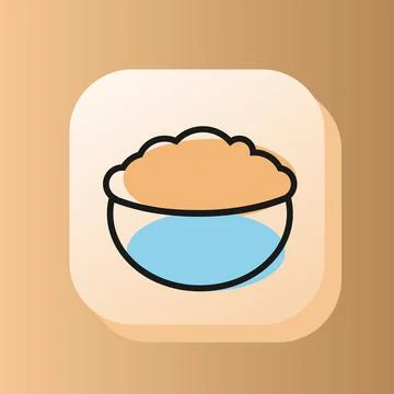 3d square button oatmeal on outline icon. Flat symbol sign vector illustration イラスト素材