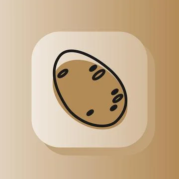 3d square button potato on outline icon. Flat symbol sign vector illustration Stock Illustration