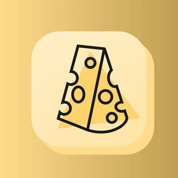 3d square button yellow cheese on outline icon. Flat symbol sign vector Stock-Illustration