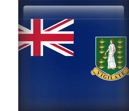 3D Square Country  Flag Button Vector Stock Illustration