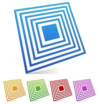 3d Square emblem Stock Illustration