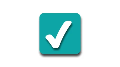 3d Square Fill Success Icon with Checkmark Animation Stock Footage 307717746