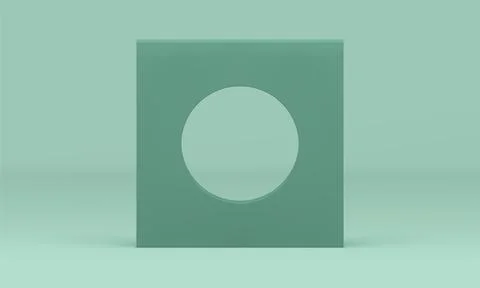 3d squared block with circle hole vertical geometric wall green decor eleme.. イラスト素材