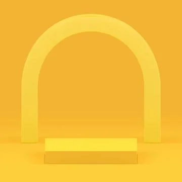 3d squared yellow podium with arch geometric shape for product show realistic Ilustración de archivo