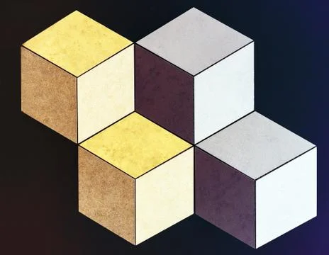 3D squares of multicolored ceramic tiles on a dark background. Stock Illustration