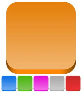 3d squares with rounded corners in 6 colors: Brown, blue, green, purple, gray Stock Illustration
