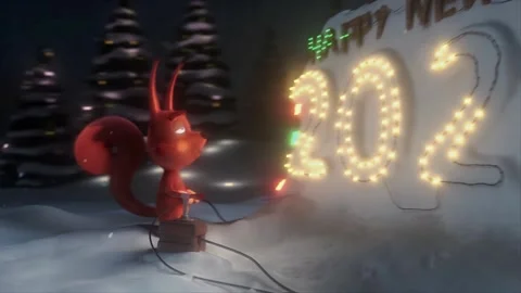 3D Squirrel Revealing New Year 2025 Animation Vídeos de archivo 296047346