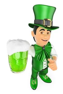 3D St Patrick day man with a beer Stock Illustration