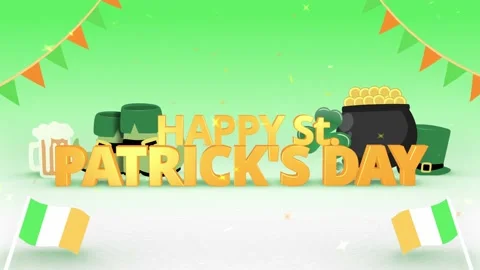 3D St. Patrick's Day Greeting Intro Orange Stock Footage 232420158