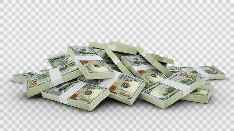 3D Stack of 100 US dollar notes Stock Illustration