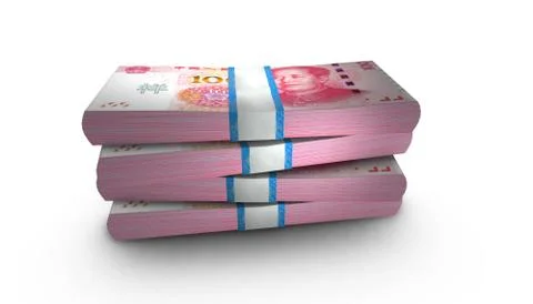 3D Stack Banknote of 100 Chinese Yuan Money イラスト素材
