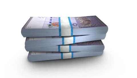 3D Stack Banknote of 100 Malaysia Ringgit Money  Stock-Illustration