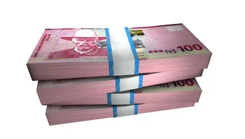 3D Stack Banknote of 100 Namibia Dollars Money Stock Illustration