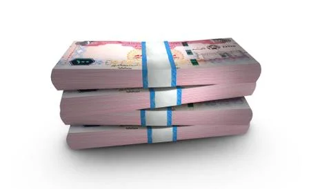 3D Stack Banknote of 100 United Arab Emirates Dirham Money Stock Illustration