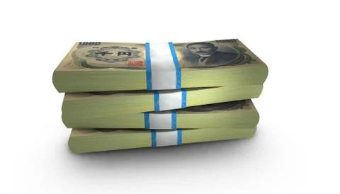 3D Stack Banknote of 1000 Japan Yen Money イラスト素材
