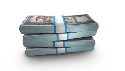 3D Stack Banknote of 1000 Nepal Rupee Money Stock Illustration