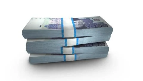 3D Stack Banknote of 1000 Pakistan Rupee Money 스톡 일러스트