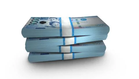 3D Stack Banknote of 1000 Philippine Perso Money Stock Illustration