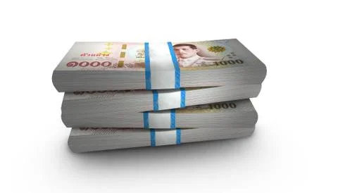 3D Stack Banknote of 1000 Thailand Thai Baht Money 스톡 일러스트