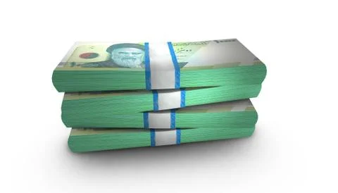 3D Stack Banknote of 10000 Iran Rial Money イラスト素材