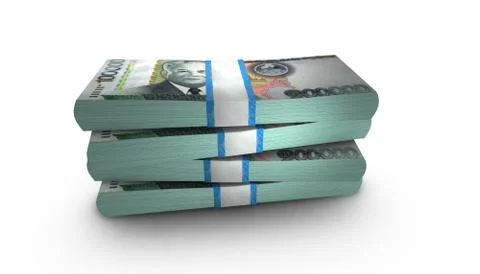 3D Stack Banknote of 100000 Laos Kip Money 스톡 일러스트