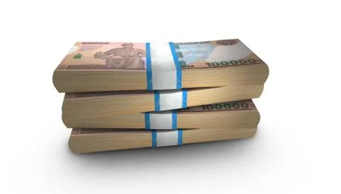 3D Stack Banknote of 100000 Uzbekistan Som Money 스톡 일러스트
