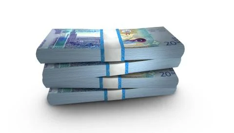 3D Stack Banknote of 20 Kuwait Dinars Money Stock Illustration