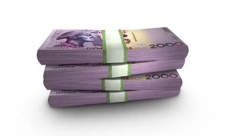 3D Stack Banknote of 2000 Albanian Money イラスト素材