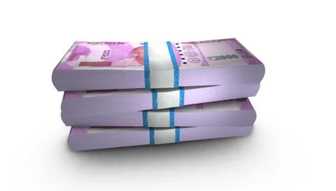 3D Stack Banknote of 2000 India Rupee Money Illustrazione stock