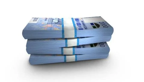 3D Stack Banknote of 2000 Kyrgyzstan Som Money イラスト素材