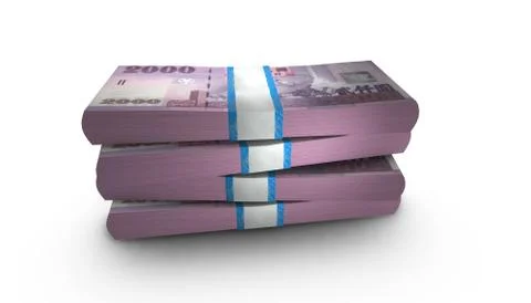 3D Stack Banknote of 2000 New Taiwan Dollar Money Stock Illustration