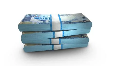 3D Stack Banknote of 5 Bahrain Dinar Money イラスト素材