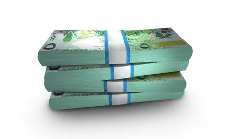 3D Stack Banknote of 5 Qatar Riyals Money イラスト素材