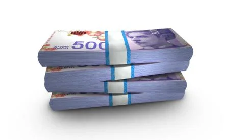 3D Stack Banknote of 50 Israel New Shekels Money 스톡 일러스트