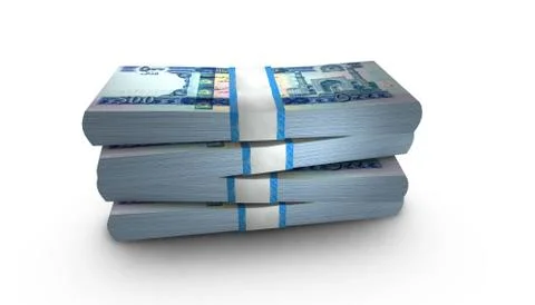 3D Stack Banknote of 500 Afghanistan Money Stock Illustration